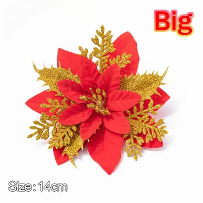 1pc Glitter Christmas Flower Artificial Flowers Merry Christmas Decorations for Home 2025 Xmas Tree