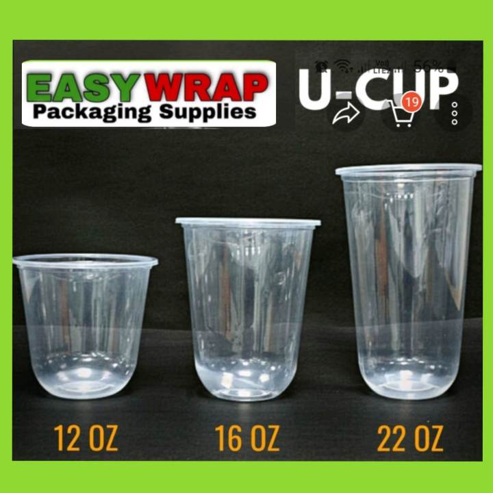 U Cup Plastic Pp Milk Tea Cups 12oz 16oz 22oz 50pcs Flat Lid Strawless Lid Dome Lid 4621