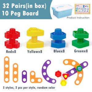 FLIPPED Nuts and Bolts Toys for Kids Jumbo Screw Fine Motor Skills Montessori Building Construction Stocking Stuffers Shapes and Colors Matching Toys for Toddlers Boys Girls