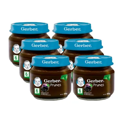 Gerber 1st Foods Prunes Puree Baby Food 80G - From 6 Months [Carton of 6]