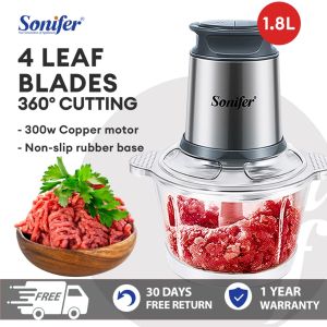 Vermax Food Processor 300W 2L Stainless Steel Chopper Vegetable Cutter Electric Meat Grinder