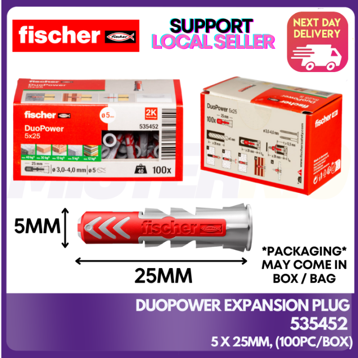 FISCHER%20DUOPOWER%20Expansion%20Wall%20Plug%20with%20Screw%20Set,%2018PCS/%20BOX,%205x25MM,%20Easy%20installation%20for%20home%20uses,%20534996%20-%20Image%2010