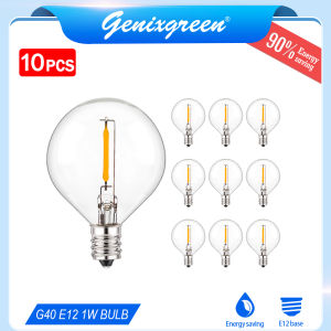 10 Gói bóng đèn LED thay thế G40 E12 1W Thủy Tinh Bóng Đèn Retro màu trắng ấm Patio Chiếu Sáng 220V 10W Equvalent Đèn trang trí Bóng Đèn Cho Đèn dây