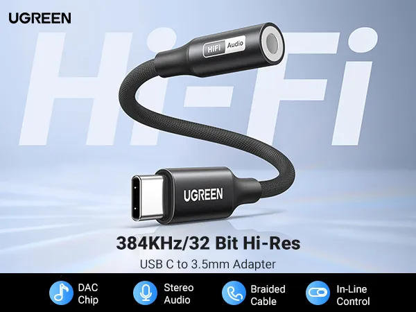 UGREEN USB C to Audio Adapter with DAC Chip for iPhone 15