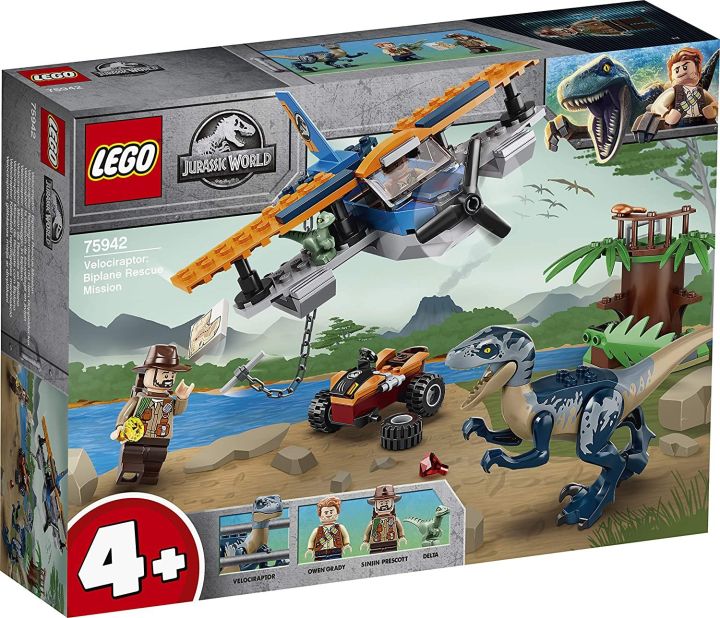 LEGO Jurassic World 75942 4+ Velociraptor: Biplane Rescue Mission Dino ...