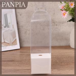 PANPIA กล่องพลาสติกใส่เค้กรูปดอกกุหลาบใส1ชิ้นกล่องห่อดอกไม้กล่องของขวัญวันวาเลนไทน์สำหรับงานแต่งงานแบบทำมือ