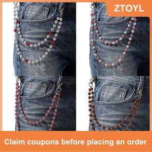 【ZTOYL】 ห่วงโซ่กางเกงฮิปฮอปคุณภาพสูงประดับลูกปัดห่วงโซ่กางเกงยีนส์แบบเรียบง่ายห่วงโซ่แฟชั่นกางเกงเครื่องประดับเสื้อผ้าของขวัญ
