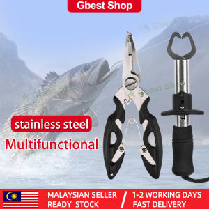 Gbest Fishing Plier Clip Fishing Tool Fish Lip Grip Gripper Tackle Tools Stainless Steel Clamp Pliers Fishing Accessory Grabber Lips Grip Fish Set Fishing Accessories Casting 釣魚用品工具 魚嘴夾+釣魚钳