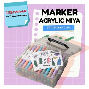 Bút Màu Acrylic Marker 2 Đầu Himi 36 Màu (Double Head) | Marker Acrylic Không Lem Chống Nước | Vẽ Giày Vải Gỗ Nhựa