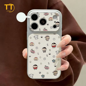 Tri-Town Luxury Leather Cartoon Case For iPhone 17 16 15 11 12 13 14 Pro Max Hard Back Cover Skin Feel Casing with Phone Strap #EV86
