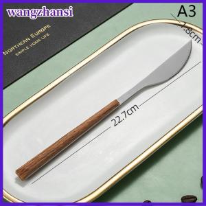 wangzhansi 1Pc Wooden Handle Cutlery Stainless Steel Knife Fork Spoon Wooden Flatware Dishwasher Safe Kitchen Tableware Knife Fork Spoon