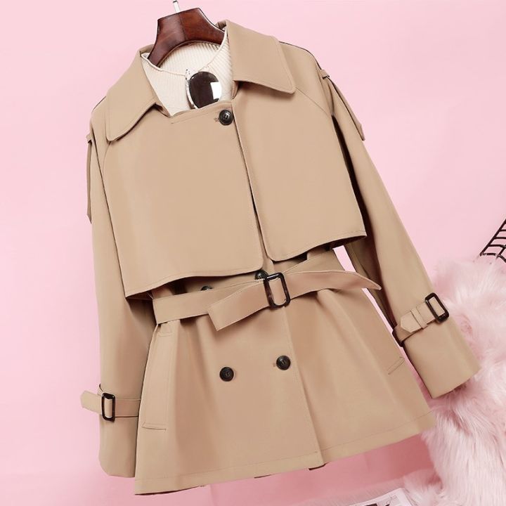 Women Short Trench Coat Spring Autumn Winter Fashion Casual