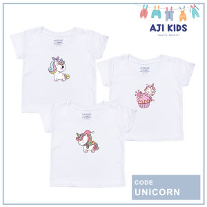 AJI 3 pcs Cotton T-shirt Top for Babies 1-12 months "#3 Random Unicorn" Set