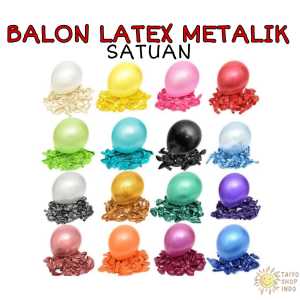TAIYO Balon SATUAN Latex Metalik 12 Inch Balloon 1 Pcs Karet Polos Dekorasi Ulang Tahun Pesta Party