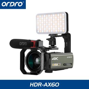 ORDRO HDR-AX60 4K Camcorder 28MP 12x Zoom optik 3.5 "IPS skrin 1080P 60FPS HD Livestream Video Camera