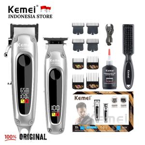Alat Cukur Rambut Kemei KM-8540 1 SET Clipper Dan Trimmer Hair Clipper Trimmer Electric Professional Haircut Machine Brushless Motor Electric Digital LED Trimmer for Men Mesin Cukuran KM 8540