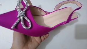 [Free Shipping] New High-Heeled Sandals Korean-Style Thick-Soled Wedge-Heeled Beach Sandals With A Bow WomenS Sandals And Flats