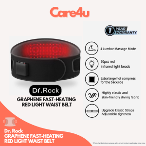 Dr.Rock Graphene Enhanced Red Light Therapy Waist Belt with 50pcs Red Infrared Beads and Adjustable Straps - 1 Year Warranty