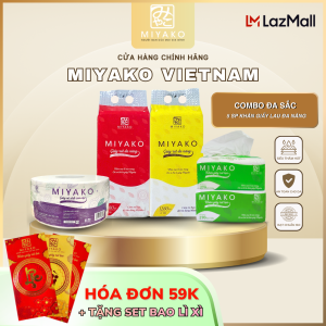 Combo Đa Sắc | Khăn giấy rút lụa + Giấy rút đa năng (Treo tường Đỏ/Vàng) + Giấy vệ sinh công nghiệp 600 gram | Tiết kiệm