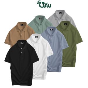 Áo thun Polo GẤU 194 Unisex vải cá sấu Trơn Poly co dãn 4 chiều dày dặn form gerular fit - Polo Trơn