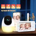 WiFi-Control Video Baby Monitor Featuring 4.3-Inch Screen, PTZ Function, Auto Tracking, Night Vision for Pet and Baby Surveillance Care. 
