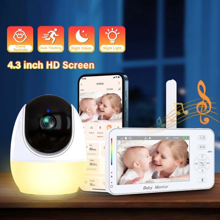 WiFi-Control%20Video%20Baby%20Monitor%20Featuring%204.3-Inch%20Screen,%20PTZ%20Function,%20Auto%20Tracking,%20Night%20Vision%20for%20Pet%20and%20Baby%20Surveillance%20Care%20-%20Image%202