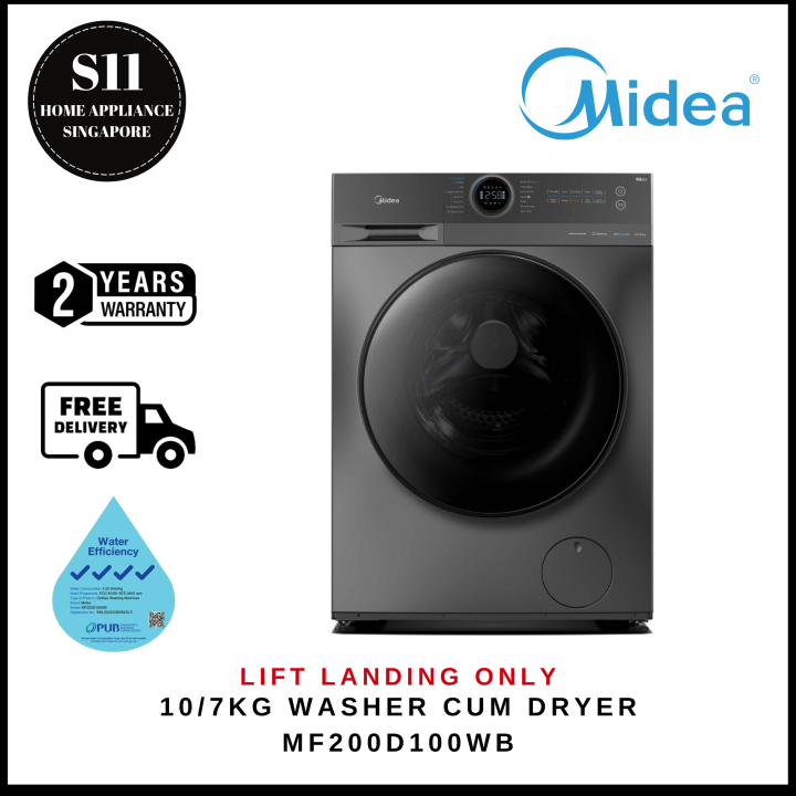 MIDEA MF200D100WB 10/7KG WASHER CUM DRYER (4 TICKS) - 2 YEARS WARRANTY ...