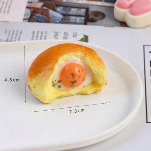Squishy Fried Egg Bread Squeeze Toy Slow Rising Sticky Stress Relief Fidget Toy Soft Food Creative Simulation Toast Anti-anxiety Toys