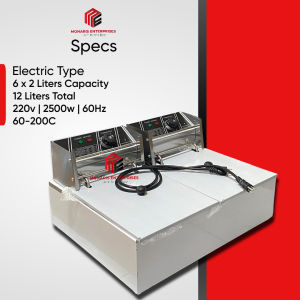 Electric Double Deep Fryer 6Liters x 2 tubs 6Lx2 tubs Commercial Use Deep Fryers