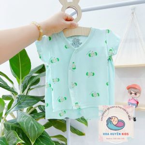 Bé 3-9kg - Bộ Cộc tay bé trai bé gái sơ sinh cài cúc lệch chất vải thun lạnh mềm mại êm ái co giản 4 chiều cho bé