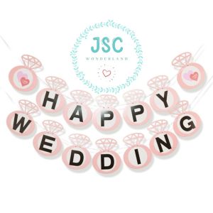 Happy Wedding Pull Flag Banner For Wedding House Decoration Wedding Party Decoration 新婚快乐拉旗