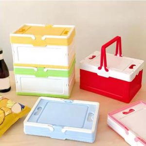 MMLUCK Handheld Folding Storage Box Stackable Space Saving Camping Storage Basket Multi-functional Multi-Color Fruit Picnic Basket Home