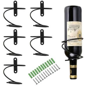 6Pcs/Set Wine Rack Wall Mounted Wine Bottle Holder Display for Bar Exhibition Storage