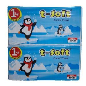 T-SOFT FACIAL TISSUE 1 KG / JUMBO BAG / 2 PLY