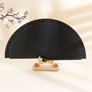 LZYBIM Solid Color Spanish Plain Fan Handmade Simple Pure Wood Folding Fan Classical Art Craft Decorative Props Fan Props