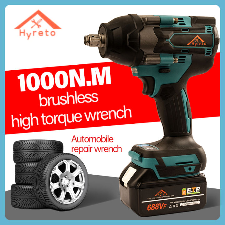 Cordless Impact Wrench Kit 1/2 Inch - 740 Ft-lbs Max Torque, Brushless, With 2 Batteries
