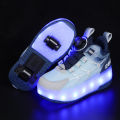 Sinered Two-Wheel Invisible Walking Shoes USB port rechargeable Two-Wheel Boy‘s Girl's Sports Roller Skating Shoes Double-Wheel Deformation Skating Shoes with Wheels. 