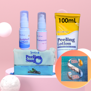SkeenCare Peel Renew Set 100 with Peeling Lotion 100 mL Sunblock Cream 30 mL SPF 50 Moisturizing Milk 30ml Charcoal soap 135g