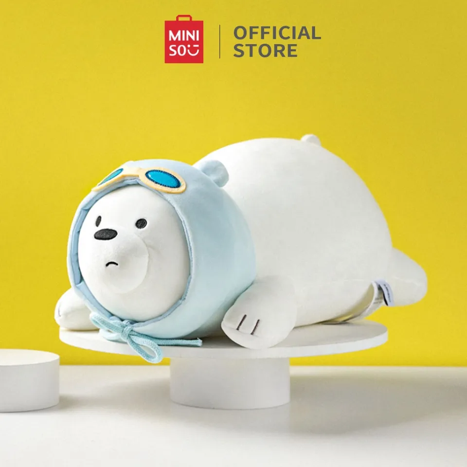 MINISO We Bare Bears Lovely Lying Plush Toy 38x21CM With Hat Stuffed Toys  Collection