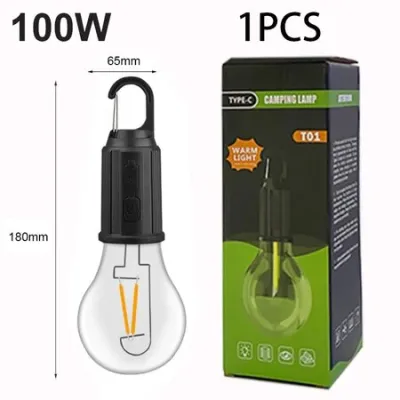 Solar Light Bulb Outdoor Waterproof Rechargeable Indoor Light Bulb Camping Emergency Light