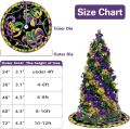 Mardi Gras Christmas Tree Skirt, 48 Inches Lace-up Fleur De Lis Mask New Orleans Carnival Tree Skirt, Love Heart Beads Masquerade Holiday Party Indoor Decoration Home Decor. 