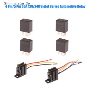 Shining star 2e 4 pin 5 pin 30A 12V 24V ô tô Violet Relay ổ cắm với dây với thiết bị đầu cuối điều khiển ô tô thiết bị tự động xe tiếp sức