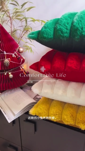 Modern Stripe Pillow Cover Imitation Rabbit Hair Materials for Sofa Bed Car Interior Use