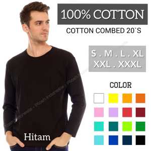Kaos polos panjang combed 20s - HITAM (100% cotton) / baju polos / tshirt polos / baju panjang