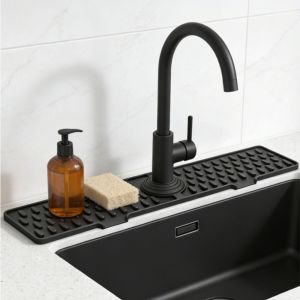 CINDYKHBKJ Non-Slip Silicone Faucet Mat Heat Resistant Double Buckle Water Drip Catcher Tray Water Filter Catcher Tray Durable Splash Guard Mat Kitchen Accessory