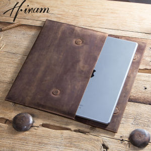 Hiram Genuine Cowhide Leather Sleeve Case for iPad Pro 12.9 inch Cover Samsung Galaxy Tab Pro 12 inch Tablet Pouch Bag