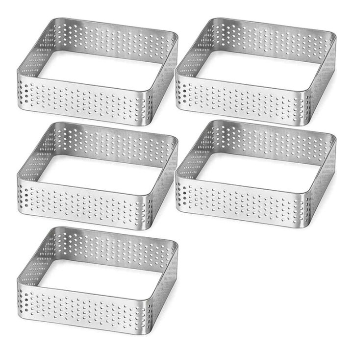 Perforated Tart Ring Stainless Steel Tartlet Molds Square Shape Mould