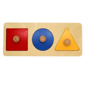 educrateph Wooden Geometric knobbed puzzle color shape recognition montessori toddler infant puzzle