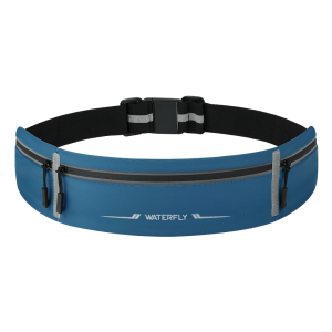 WATERFLY Running Belt Fanny Pack 3 Pockets Phone Holder 6.9" Adjustable 31-47" Reflective Waist Bag for Running Gym