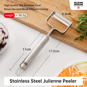 KUHN RIKON Stainless Steel Julienne Peeler Fruit Peeler Vegetable Grater Kitchen Slicer for Carrot Potato Cucumber